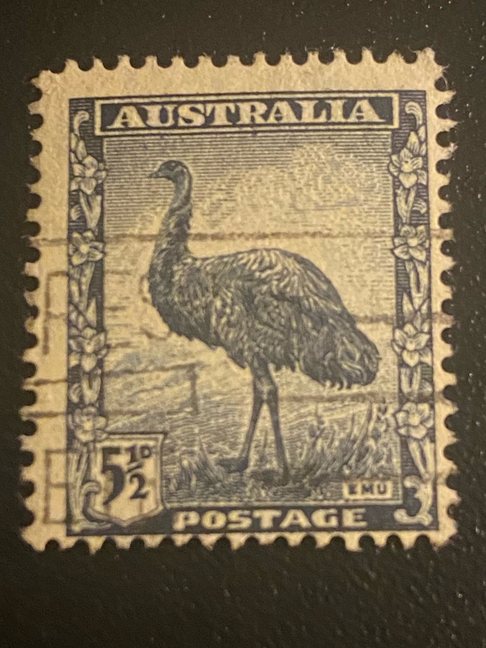 5½d (pence) Australian postage stamp featuring an Emu.